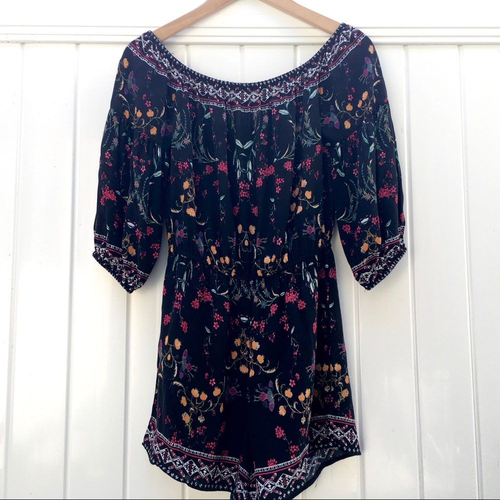 NWT Flying Tomato Black Floral Romper - Picture 2 of 6